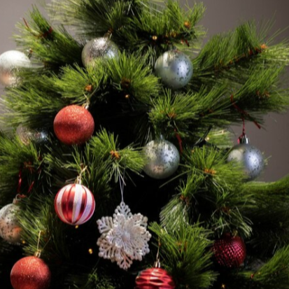 Décoration de Noël pour sapin, rouge et argent